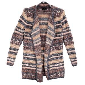 Lucky Brand Cardigan Sweater Womens Small Southwestern Boho Open Front Crossover